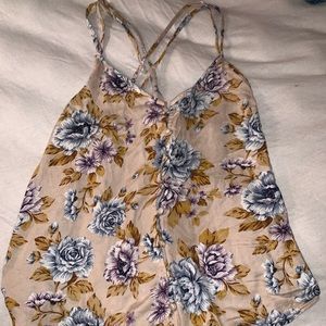 crisscross double strap floral tank top 🌸
